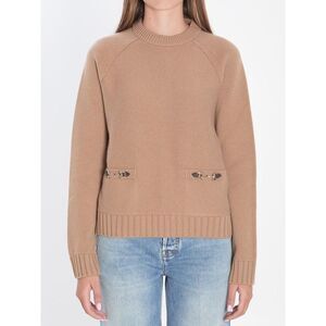 GUCCI Horsebit Detail Knit Sweater Women Beige Sweaters & Knitwear